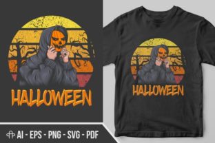 Halloween Sunset Retro Illustration