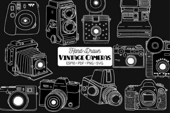 Hand Drawn Vintage Cameras Video White