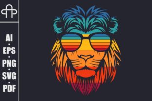 Lion Head Retro Eyeglasses Illustration