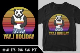 Panda Holiday Sunset Retro Illustration