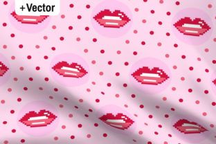 Pink Vintage Pixel Lips Pattern