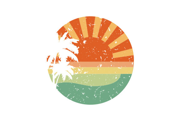 Retro Sunset Embroidery Design