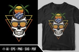 Skull Holiday Beach Sunset Retro