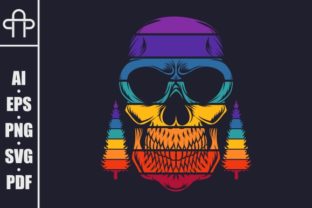 Skull Tree Pine Retro Illustration